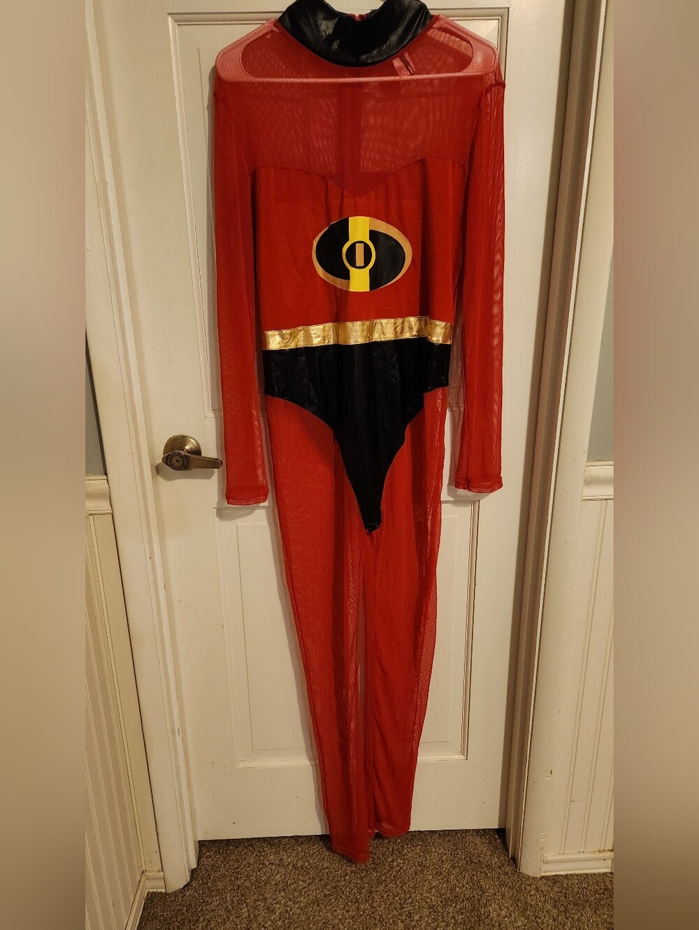Fashion Nova Red and Black Superhero Womens One-Piece Mesh , Size 3x/4x
